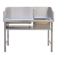 Meja Kerja Dapur Komersial Pembersih Ikan Bahan Stainless Steel Berkualitas Terbaik Dengan Wastafel