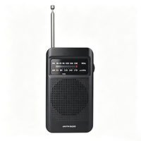 Radio portable classique noire AM FM double bande avec son clair pour la maison et l'extérieur