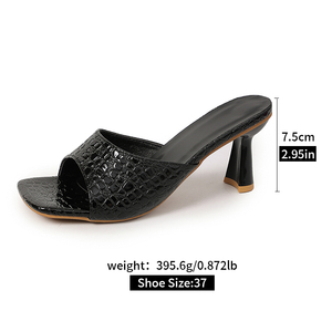 Zapatillas de tacón alto de lujo para <span class=keywords><strong>mujer</strong></span>, estilo nuevo y personalizado, con tacón fino, diseño de piel de serpiente en la parte superior y puntera, en dos colores, dorado y negro, M-LQ-052 - Product Image 6