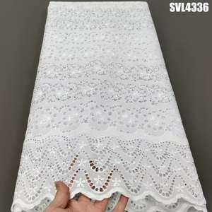 Wedding Dress <strong>White</strong> Dry Lace swiss <strong>Voile</strong> 100% Cotton Lafaya Lace African French Lace Fabric Women Clothing Kanuri Dressing - Product Image 2