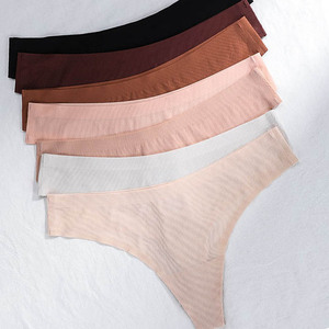 Culottes sans couture pour femmes, string en coton, pour femme, tanga invisible, string en soie glacée, taille basse, sous-vêtements sans couture - Product Image 5