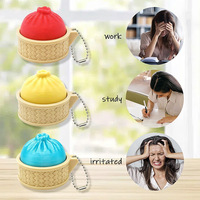 Porte-clés et pendentif mignon en forme de boulette colorée imprimée en 3D, jouet sensoriel à pincer anti-stress et de relaxation