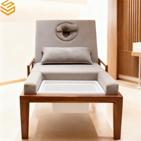 Lit de massage spa moderne de luxe léger en bois massif thaïlandais avec éponge haute densité, fauteuil inclinable double usage, écologique et durable pour la maison et l'hôtel