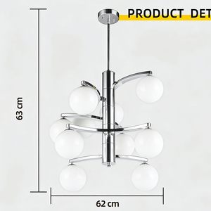 Lámpara Colgante Esférica Moderna de Múltiples Cabezas, Color Crema Cálido y Acogedor, Estilo Minimalista Bauhaus Vintage - Product Image 4