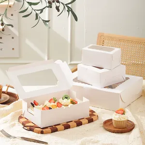 Elegante Caja <span class=keywords><strong>para</strong></span> Pasteles y Galletas de Panadería, Caja Individual con Tapa Abatible, Cartón Color Marfil, Laminado Mate, Caja Cuadrada <span class=keywords><strong>para</strong></span> Galletas con Ventana - Product Image 3