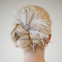 Serre-tête Fascinator à Plumes pour Femme, Coiffe de Mariée, Chapeau pour Mariage, Cocktail, Tea Party, Accessoire Cheveux pour Déguisement Derby Gatsby