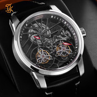 Nouvelle Montre Mécanique Automatique Squelette pour Homme, Mouvement Double Tourbillon Personnalisé 28800*2 43Drill, Fabrication Artisanale