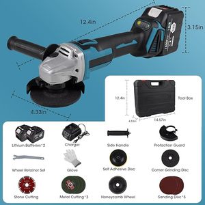 Smerigliatrice Angolare Elettrica Professionale Senza Fili per Fai-da-te, Grado Industriale, con Interruttore a Slitta, per Condizionamento Superfici, 10000 RPM - Product Image 3