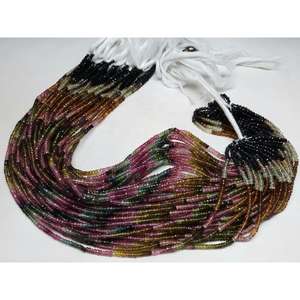 Natural Multi Tourmaline Faceted Rondelle Beads Strands 3.5-4mm Multi-Colored 12.5 Inches Wholesale Price for Jewelry Making - Product Image 2