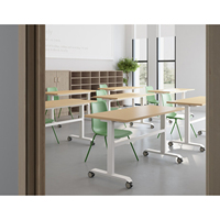Table de formation mobile OMNI moderne, pliable et escamotable, avec bureau de conférence pliant, roues verrouillables, acier inoxydable, usage commercial