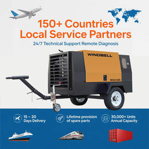 7 बार 100 psi 185 cfm 4-सिलेंडर डीजल इंजन पोर्टेबल स्क्रू डीजल इंजन पोर्टेबल स्क्रू डीजल एयर कंप्रेसर - Product Image 4