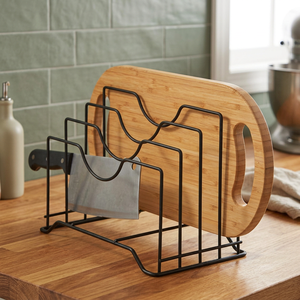 Étagère de rangement minimaliste en métal pour cuisine avec porte-couteaux et support pour planche à découper pour l'organisation du comptoir - Product Image 5
