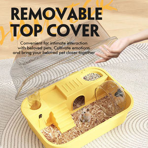 Grand transporteur pour hamster en plastique avec bol à nourriture et bouteille d'eau 360 °   <span class=keywords><strong>Cage</strong></span> à hamster transparente avec cachette et roue à courir - Product Image 3