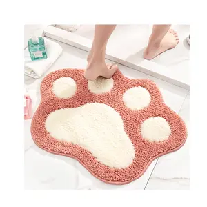 蓬松羊皮簇绒地毯浴室防滑垫吸水垫可爱卡通猫爪地毯