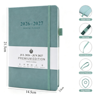 Agenda mensuel A5 en cuir PU 2026-2027, grand format, avec logo personnalisé, pour entreprise, avec marque-page en ruban 3470