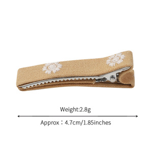 Pinza de pelo de cocodrilo con forro de cinta de doble punta Ins para niñas, pinzas de pelo a presión envueltas con bordado de encaje, pasador DIY para niñas - Product Image 6