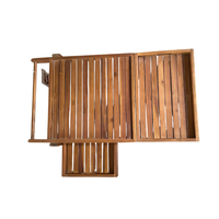 Carro de Almacenamiento Multicapa con Ruedas, 1 Año de Garantía, OEM/ODM, Alta Calidad, Certificado FSC, Superficie Superior de Acacia, 58x100x80cm, 2 Ruedas