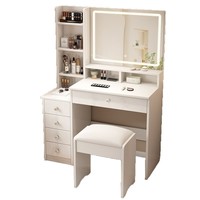 Table de Maquillage Multifonctionnelle Moderne avec Miroir Lumineux et Panneau MDF pour Chambre à Coucher – Fournisseur Transfrontalier pour Usines de Vêtements