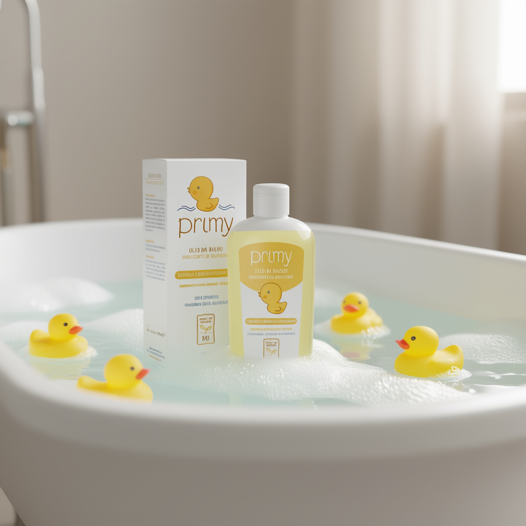 ORANGLES Prumy Baby Bath Oil 250ml – Emollient Moisturizing Bath Oil for Soft & Nourished Baby Skin - detailed closeup view - Image 3 of 3 | great for travel | Texas | Free Shipping ORANGLES