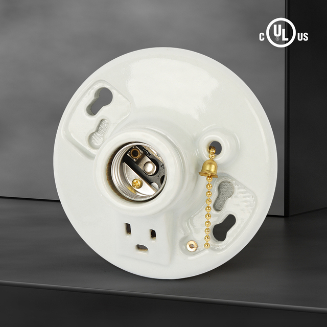 High Quality American 250W 125V White Ceramic Screw E26 Lamp Holder with Socket 1-Year Warranty for Indoor/Outdoor Use