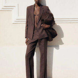 Trajes y Blazers para Mujer, Traje de Blazer Combinable para Mujer - Chaleco en Capas con Cuello Desmontable, Traje para Mujer - Product Image 1