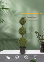 Starmap Plante Artificielle en Plastique, Fausses Feuilles de Cacahuète et Herbe de Milan en Pot à Trois Boules, 80-100cm, Pour Intérieur et Extérieur, Nouveauté Chinoise