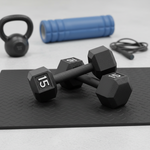 Haltères hexagonaux en fonte (paire) noirs 20 lb avec tête anti-roulement - Product Image 2