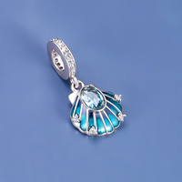 Breloques Pan en argent, bleu, rose, coquillages marins, perles d'imitation, compatibles avec les bracelets originaux, bijoux pour femmes et filles, Berluque, nouveauté