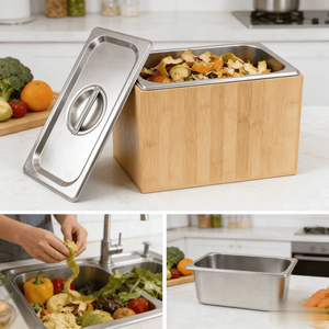 Wholesale Kitchen <strong>Wood</strong> <strong>Compost</strong> <strong>Bin</strong>, Smell Proof Rust Proof with Stainless Steel Insert, Countertop Food Scraps Organizer - Product Image 2
