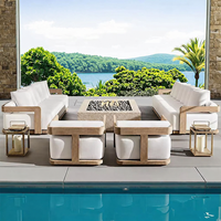 Meubles d'extérieur de luxe, mobilier de patio, ensemble de canapés, canapé en bois moderne pour hôtel, jardin, canapé modulaire pour hôtel, salon en teck d'extérieur