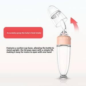 Bouteille de céréales pour bébé avec ventouse, cuillère souple à presser, alimentaire, vaisselle pour enfants, biberon en silicone - Product Image 3
