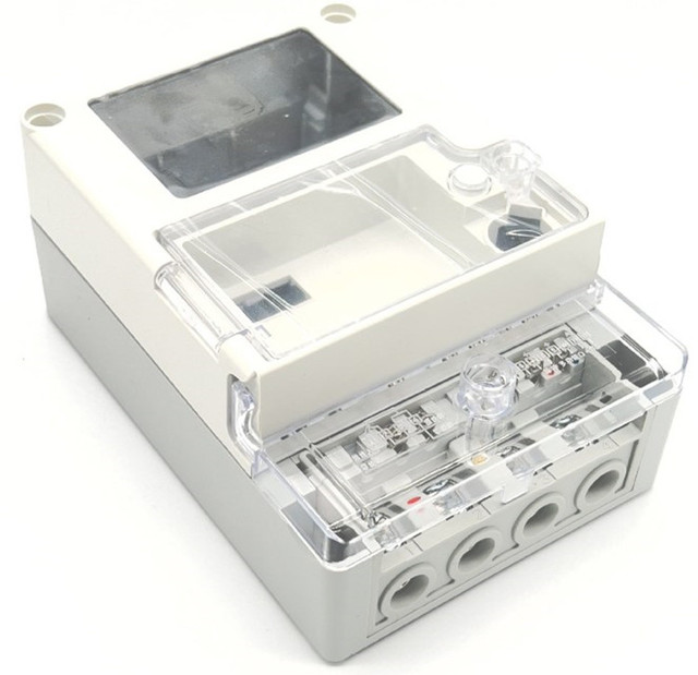 Outdoor Power Distribution Light Grey Plastic Single Three Phase Meter Box Terminal Block Case Set IP54 Protection Industrial