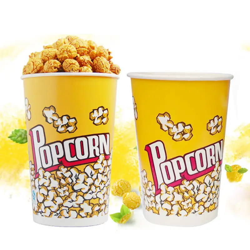 Bolsas de papel descartáveis para popcorn, venda por atacado, descartáveis, balde para popcorn