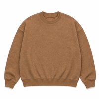 Sweat-shirt ample à col rond en molleton chiné, couleur unie, style streetwear, pour un usage quotidien décontracté