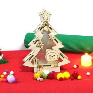 Christmas Tree Wooden <b>DIY</b> <b>Kit</b> For Kids Age 5-7 Years Educational Toy Model With Snowman And Gingerbread Decorations - Product Image 3