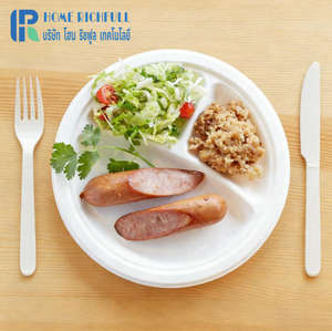 Eco-Friendly Biodegradable <b>Tableware</b> Paper Sugar Cane Sugarcane Bagasse Paper 8.8/9/9.6/10 Inch 3-Compartment Oval Plate - Product Image 6