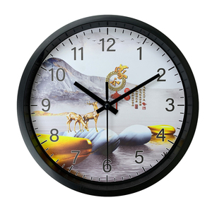 Custom 8 Inch Modern Light Needle Plastic <strong>Wall</strong> <strong>Clock</strong> Still Life Pattern Silent Quartz Luxury Chinese <strong>Living</strong> <strong>Room</strong> - Product Image 2