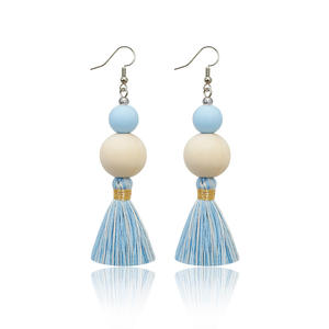 Boucles d'oreilles en perles de bois avec diffuseur de <span class=keywords><strong>parfum</strong></span>, crochets d'oreilles en coton tissé à la main, boucles d'oreilles style bohème pour femmes et filles - Product Image 5
