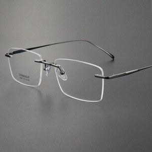 Gọng kính cận thị nam bằng titan nguyên chất, in họa tiết, thời trang, dành cho mặt nhỏ, nhẹ, không viền - Product Image 2