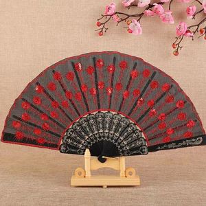White Handle Fabric Printed Plastic Hand Fan Portable DIY Style for Business <b>Gifts</b> or Parties Model Pattern on Bamboo - Product Image 1