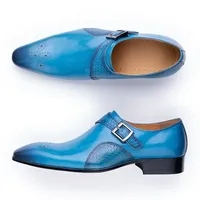 Deluxe Herren-Slipper aus Echtleder, Lässige Slip-On Schuhe, Monk-Strap Anzugschuhe für Männer