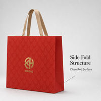 Sac shopping en papier rouge personnalisable avec logo, emballage cadeau, boutique de détail