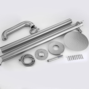 <span class=keywords><strong>Colonne</strong></span> de douche extérieure autoportante en acier inoxydable 304 avec robinetterie au sol et finition or brossé pour hôtels - Product Image 5