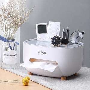 Ecoco – boîte de rangement de bureau rectangulaire, organisateur de bureau polyvalent avec porte-mouchoirs pour table basse de salon - Product Image 1
