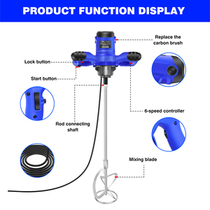 1600W Portable <b>Hand</b> Blender Adjustable Speed Electric Concrete Mixer Mini Plaster Cement <b>Paint</b> Industrial 220V - Product Image 6