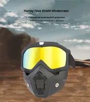 Casque de moto Harley exclusif pour sports de plein air avec lunettes de protection et verres PC, écran facial vintage pour le cyclisme tout-terrain
