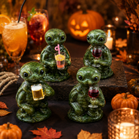 Figurine de tortue d'Halloween en serpentine naturelle, décoration animale en pierre, cadeau, ornement de fête