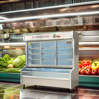 Commerciële Dubbele Temperatuur Verticale Display Koeler Voor Restaurants Pittige Hot Pot & Fresh-Keeper Voor Groenten En Fruit