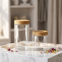 Pot en plastique transparent de 50 ml à 500 ml, bouteille à large ouverture de qualité alimentaire pour collations, capsules d'huile de poisson, couvercle en grain de bois, emballage cosmétique