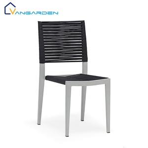 CN furniture black modern rope patio nordic plastic garden outdoor metal chair cafe